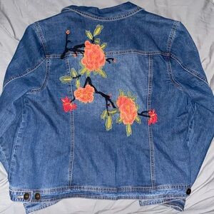 Baccini Embroidered Floral Jean Jacket